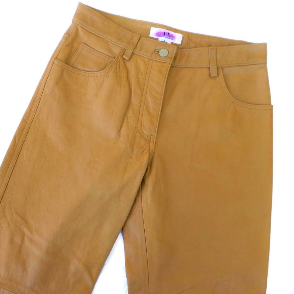 29x32 Armani Exchange Pants Tan Genuine Leather Chestnut Lined Certificate 6